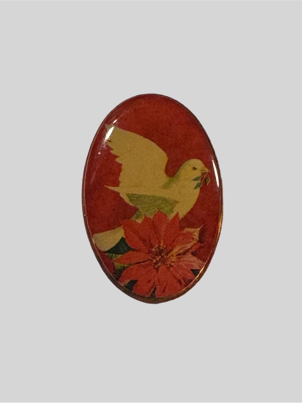 Vtg Religious White Dove Holy Spirit Poinsettia Flower Pin Brooch Pendant EUC